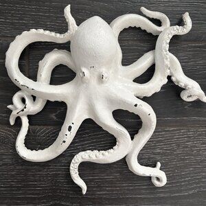 Unique Big 14” White Octopus Resin Wall Sculpture Home Bathroom Decor Nautical